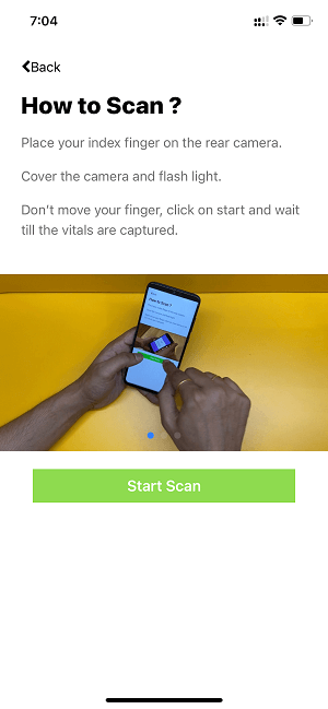 CarePlix Vitals Start Scan Screen
