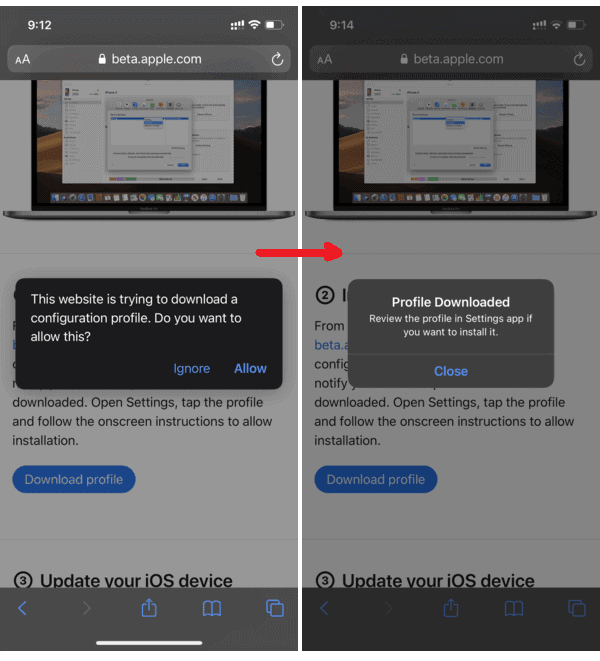 Apple Beta Profile Download Step-3