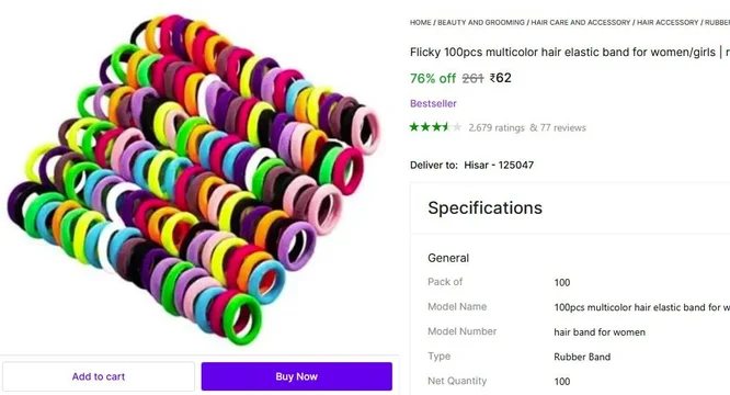 100pcs Elastic Hair Band @ ₹62.