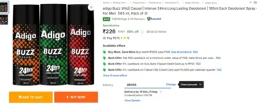 adigo Buzz Wild Deo (165 ml, Pack of 3) @226