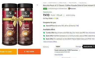 Bevzilla Classic Coffee, 400g @ 410. 4 bevzilla classic coffee 400g 410