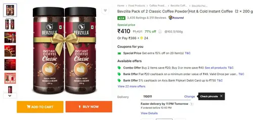 bevzilla classic coffee 400g 410