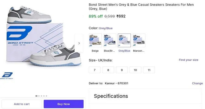 Bond Street by Red Tape Sneakers at ₹692