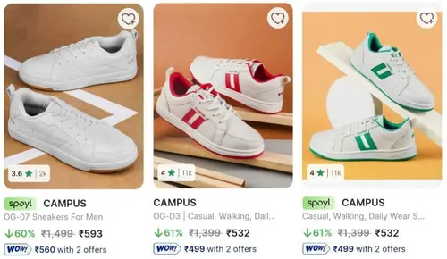 campus sneakers starts at rs532
