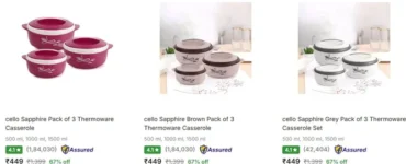 Cello Casserole Set of 3 at ₹449