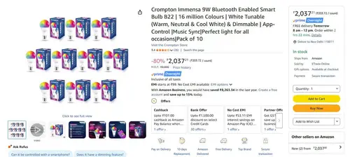 crompton 9w smart bulb pack of 10 2037