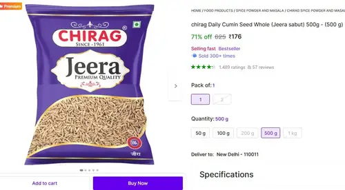 cumin seedjeera 500g 176