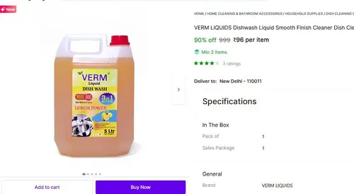 dishwash liquid 5ltr at rs96