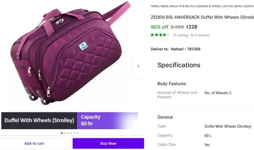 duffel bag with wheels strolley 228