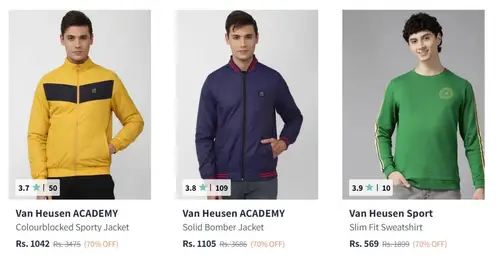 flat 70 off on van heusen mens winterwear