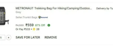 Flipkart | Trekking Bag For Camping with Rain Cover Rucksack - 65 L @ 559