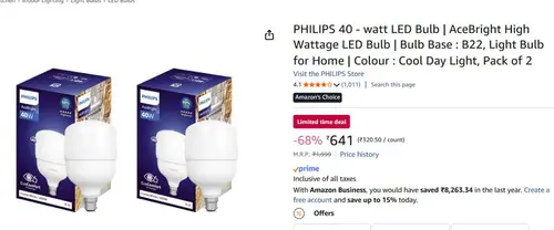grab philips 40w led bulb pack of 2 641