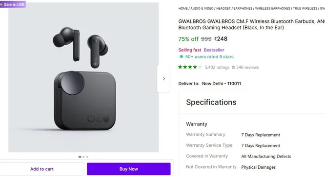 GWALBROS CMF Design Earbuds @ 248.