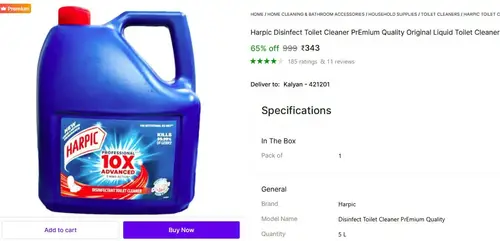 harpic liquid toilet cleaner 5 l 343