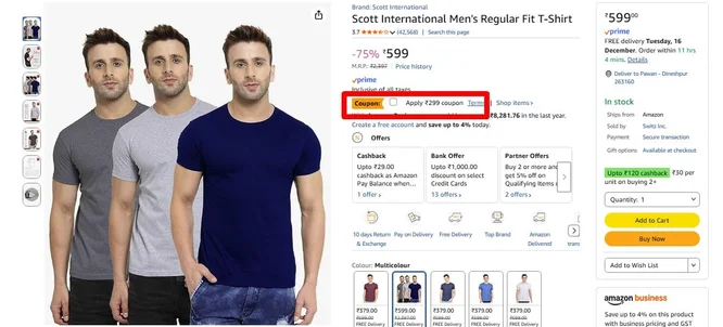 Men's T-Shirt (Pack Of 3) @ 300.