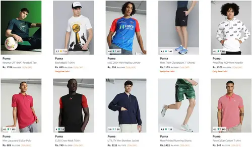 myntra flat 70 75 off on puma clothing