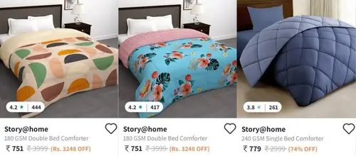 myntra premium double comforter starts 751