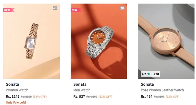Myntra | Sonata watches at Min 50% Off