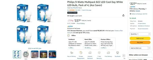philips 9w b22 led bulb pack of 4 227