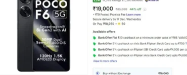 POCO F6 5G (8 GB | 256 GB) @ 19000 + Bank Offer