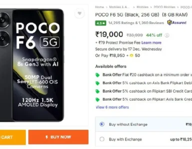POCO F6 5G (8 GB | 256 GB) @ 19000 + Bank Offer