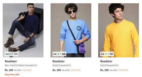 roadster sweatshirts starts 269