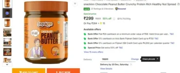 Snackinn Chocolate Crunchy Peanut Butter, 1Kg @ 299.