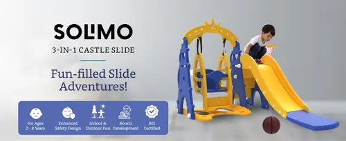 solimo 3 in 1 garden castle slide swing for kids 3279