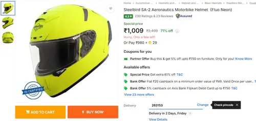 steelbird sa 2 aeronautics motorbike helmet 1009