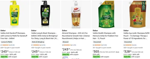 upto 64 off on dabur shampoos extra 5 off coupon