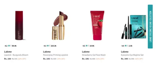 upto 70 off on lakm beauty products