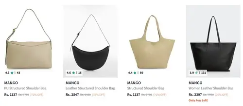 upto 70 off on mango handbags