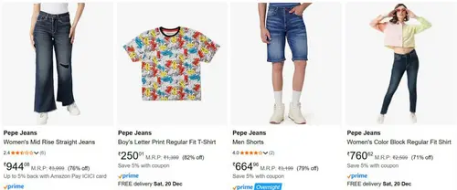 upto 83 off on pepe jeans clothing