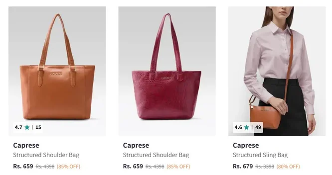 Upto 87% Off On Caprese Handbags