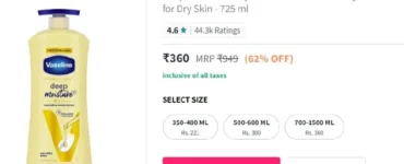 Vaseline Deep Moisture Body Lotion, 725ml @ 360.