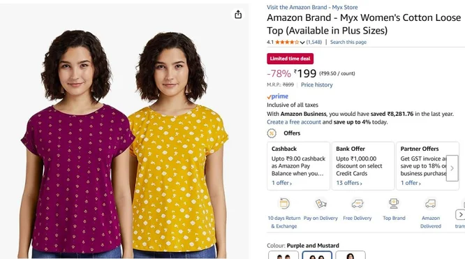 Women T-Shirts (Pack Of 2) @ 199.