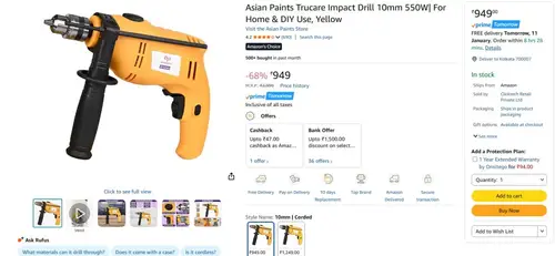 asian paints drill machine at 949