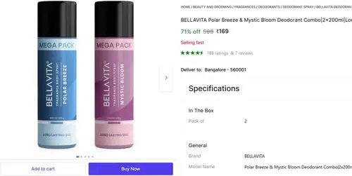 bellavita perfumed deo 200ml x 2 169