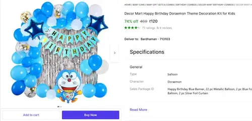 birthday doraemon theme decoration kit for kids 120