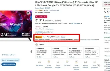 black decker 50 inches 4k ultra hd led smart google tv 19499