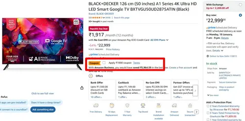 black decker 50 inches 4k ultra hd led smart google tv 19499