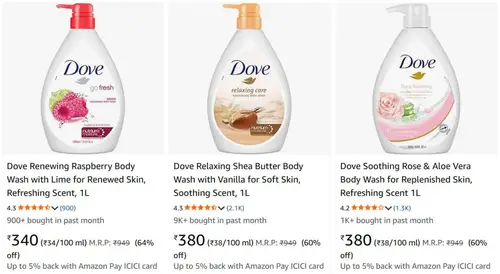 dove body wash 1l 340
