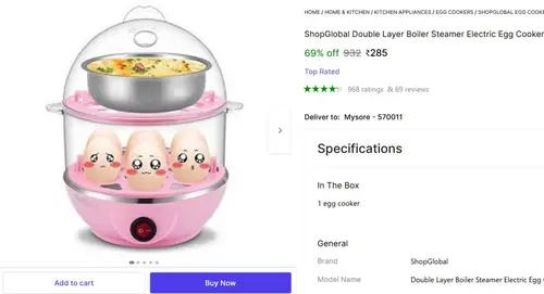 electric egg boilercooker 14 eggs 285