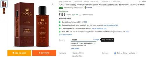 fogg fresh woody premium perfume 120ml 199