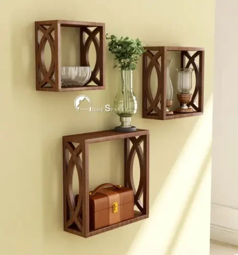 home sparkle mdf wooden wall shelves brown