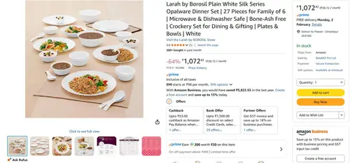 larah by borosil dinner set of 27 1072