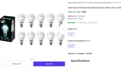 led bulb 10 w pack of 10 193