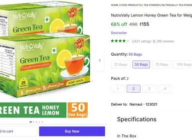 lemon honey green tea 50 bags 155