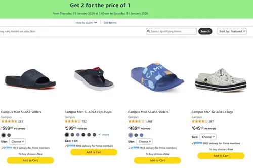 loot campus footwears buy 1 get 1 free