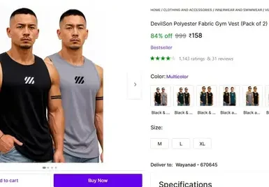 Men Gym Vest (Pack Of 2) @ ₹158 3 men gym vest pack of 2 158